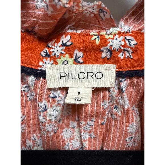 Anthropologie Pilcro Tavi Button Down Floral Orange Bohemian Blouse Size Small - Picture 6 of 7
